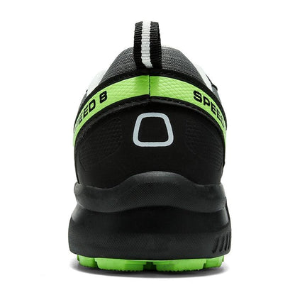 Stevvex men's running sneaker black with neon green heel band upper non-slip outsole on Tampa Home & Garden Store