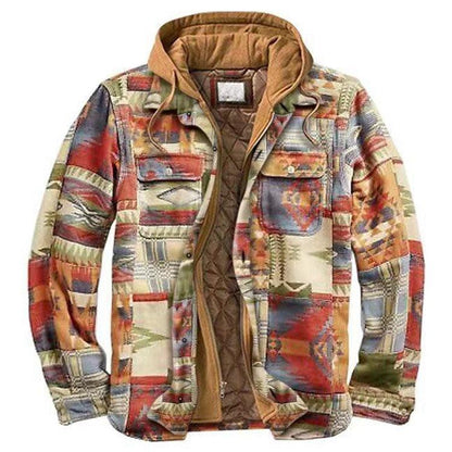 Stevvex men's plaid patchwork hooded puffer jacket with quilted lining on Tampa Home & Garden Store