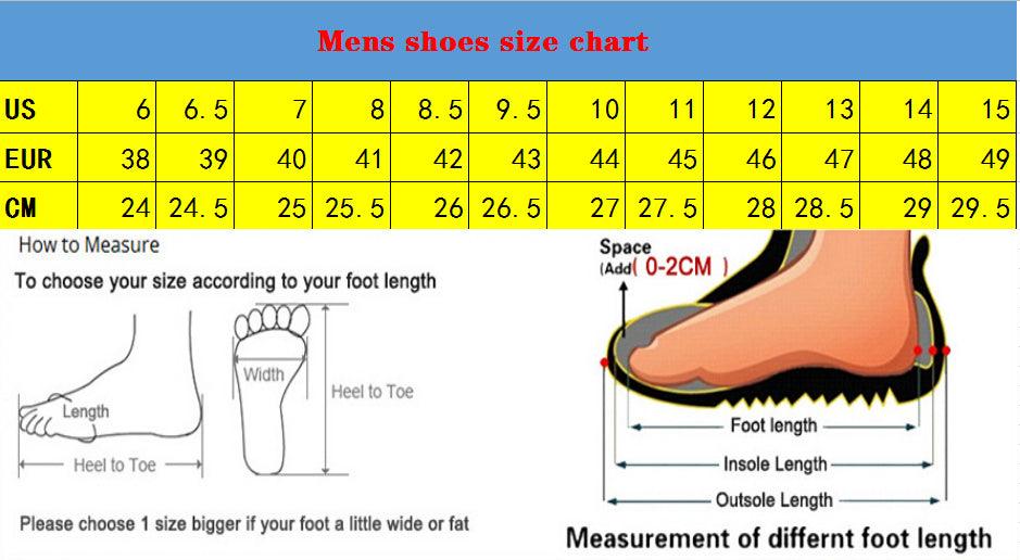 Stevvex men's black leather winter boots size chart with foot length diagrams on Tampa Home & Garden Store