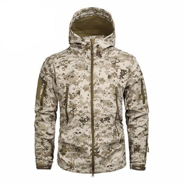Men's camouflage tactical jacket with hood by Stevvex, water resistant windbreaker on Tampa Home & Garden Store