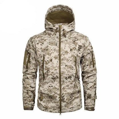 Men's camouflage tactical jacket with hood by Stevvex, water resistant windbreaker on Tampa Home & Garden Store