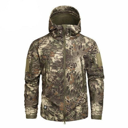 Men's camouflage tactical jacket, green camo, hooded water resistant windbreaker by Stevvex on Tampa Home & Garden Store