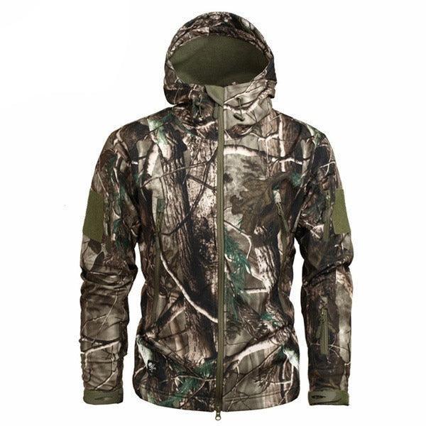 Stevvex men's camouflage tactical jacket, green camo water-resistant windbreaker with hood on Tampa Home & Garden Store