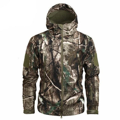 Stevvex men's camouflage tactical jacket, green camo water-resistant windbreaker with hood on Tampa Home & Garden Store