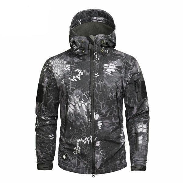 Men's camouflage tactical jacket, green camo, waterproof windbreaker with hood and zip pockets on Tampa Home & Garden Store