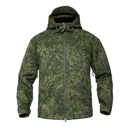 Stevvex men's camouflage tactical windbreaker jacket with hood in green camo, water resistant on Tampa Home & Garden Store