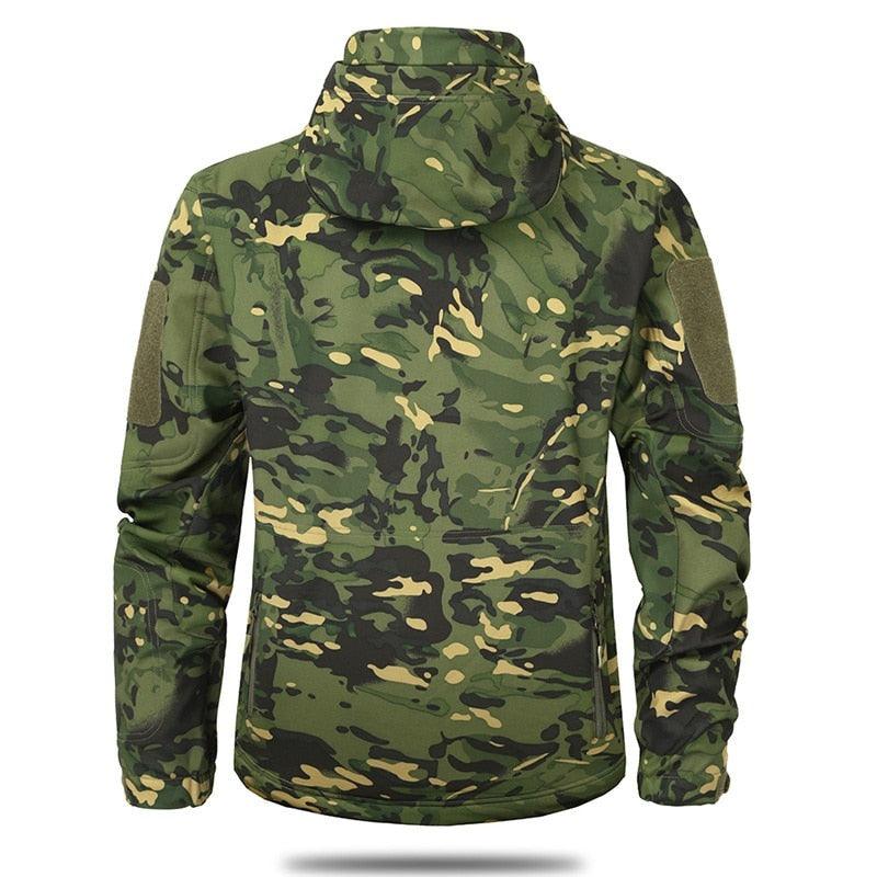 Men's camouflage tactical jacket in green camo with hood, water resistant windbreaker by Stevvex on Tampa Home & Garden Store