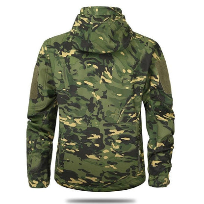 Men's camouflage tactical jacket in green camo with hood, water resistant windbreaker by Stevvex on Tampa Home & Garden Store