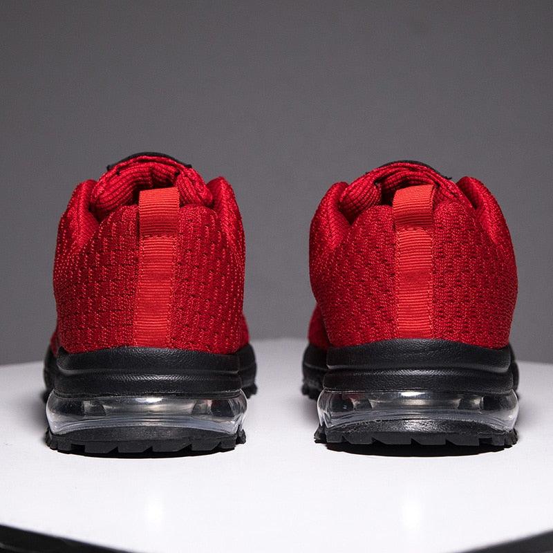 Stevvex men's casual sports shoes pair red breathable mesh sneakers with air cushion heel on Tampa Home & Garden Store