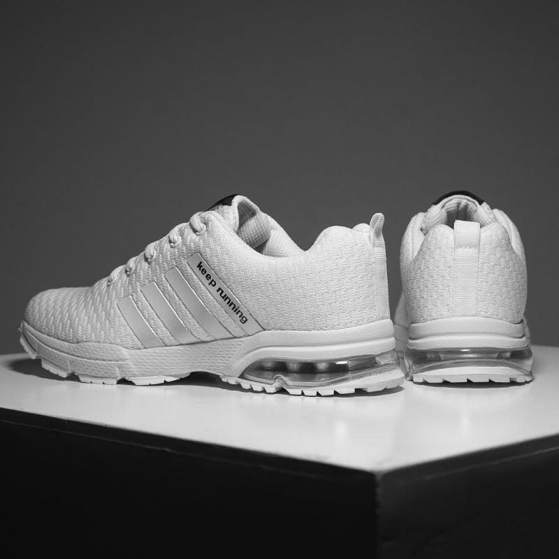 Men's Stevvex sneakers pair white breathable mesh with air cushion running sole on Tampa Home & Garden Store