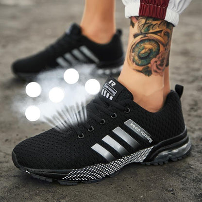 Sneakers Stevvex black breathable mesh with air cushion, men's casual sports shoes for workout on Tampa Home & Garden Store