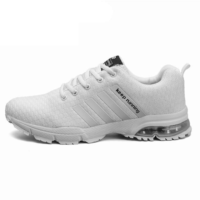 Stevvex men's casual sneakers white mesh breathable running shoes with air cushion sole on Tampa Home & Garden Store