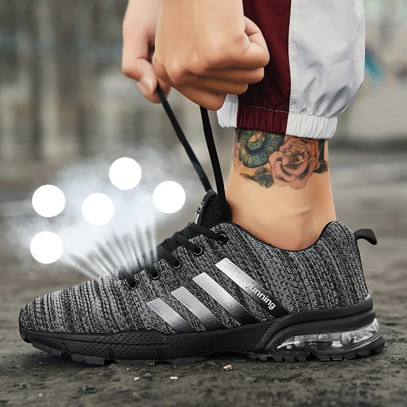 Stevvex men's knit sneakers with air cushion gray-black mesh upper on Tampa Home & Garden Store