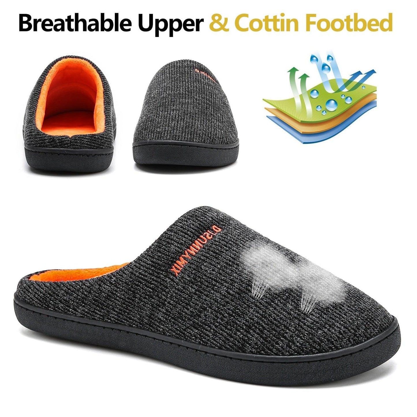 Men Cotton Memory Foam And Warm Home Slippers