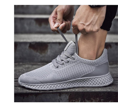 Men's Stevvex sneakers breathable gray mesh lace-up athletic casual running shoes on Tampa Home & Garden Store