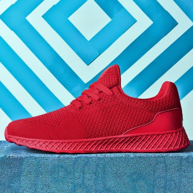 Stevvex sneakers red mesh breathable lace-up athletic shoes on Tampa Home & Garden Store