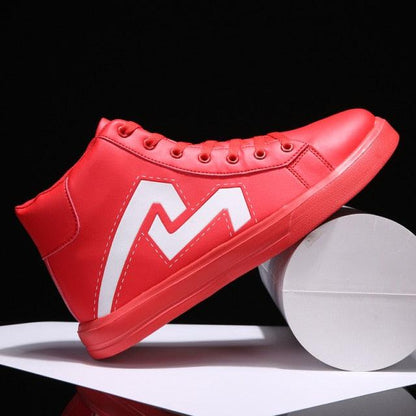 Men's breathable red high-top sneakers by Stevvex with white logo on Tampa Home & Garden Store