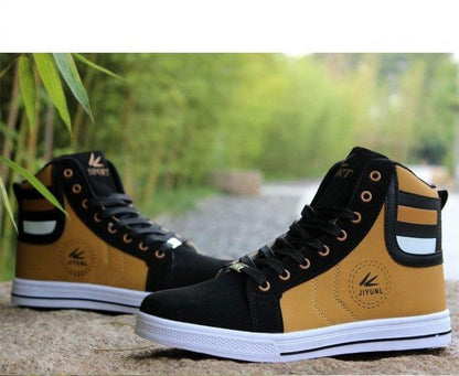 Men's Breathable High Top Casual Sneakers by Stevvex black and tan pair ST85SH6656MKJ on Tampa Home & Garden Store