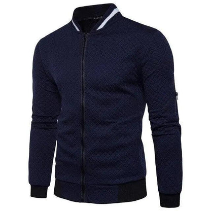 Men's quilted bomber jacket Stevvex navy solid zip front rib cuffs on Tampa Home & Garden Store