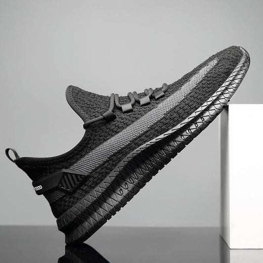 Stevvex men's lightweight running sneakers with gray knit upper and breathable comfort on Tampa Home & Garden Store