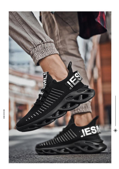 Stevvex men's luxury sneakers ST85SH2170ECG, black knit upper pair with hollow sole on Tampa Home & Garden Store
