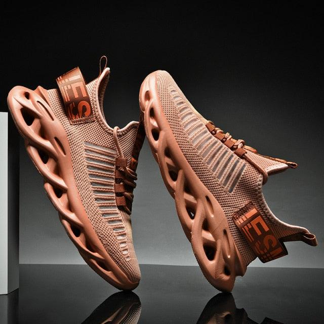 Stevvex men's luxury sneakers ST85SH2170ECG, breathable rose-gold knit upper, two shoes on Tampa Home & Garden Store
