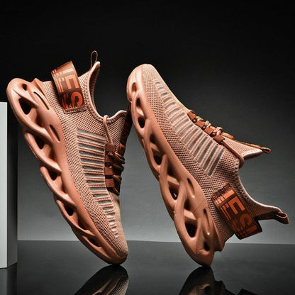 Stevvex men's luxury sneakers ST85SH2170ECG, breathable rose-gold knit upper, two shoes on Tampa Home & Garden Store