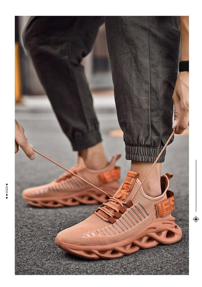 Stevvex men's sneakers coral knit upper with breathable mesh and sculpted rubber sole on Tampa Home & Garden Store