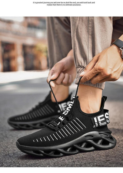 Men's Stevvex luxury sneakers with breathable knit upper and sculpted black rubber sole on Tampa Home & Garden Store
