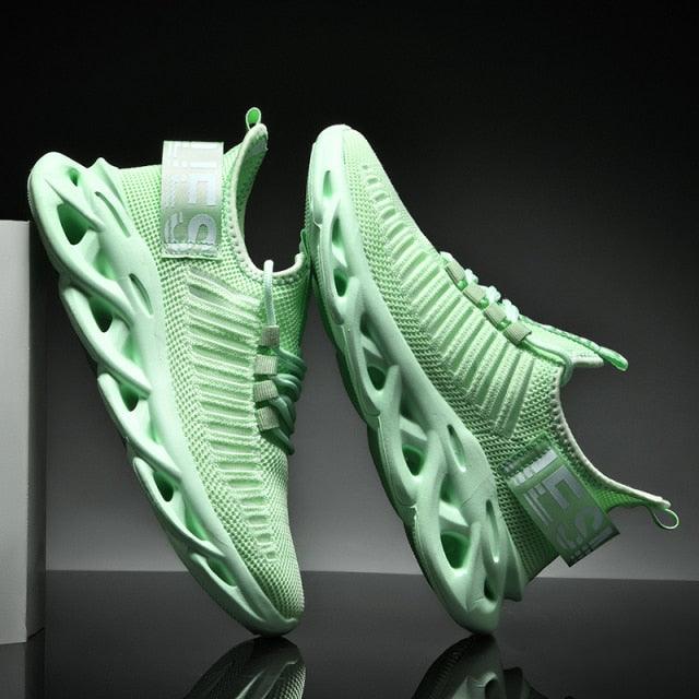 Stevvex men's luxury sneakers, mint green rubber upper with cutout sole ST85SH2170ECG on Tampa Home & Garden Store