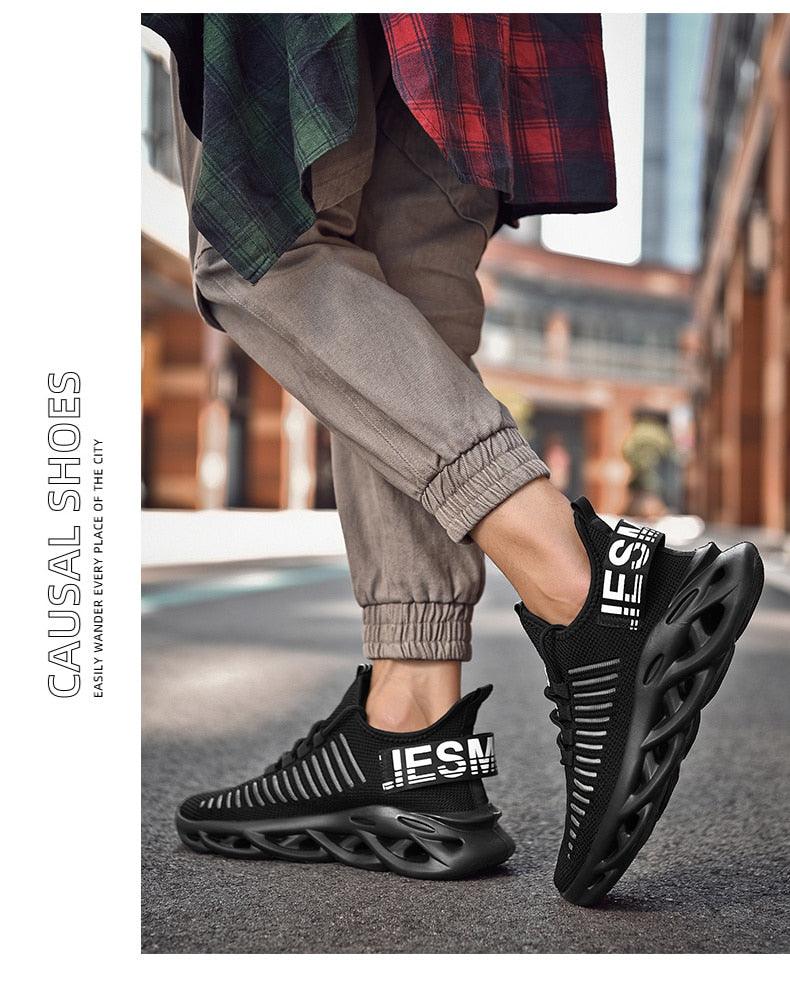 Men's Stevvex luxury sneakers with breathable knit upper and sculpted rubber sole on Tampa Home & Garden Store