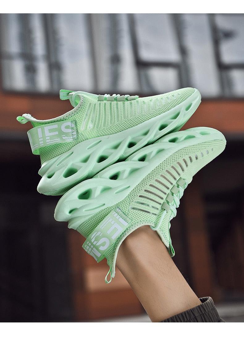 Stevvex men's mint green sneakers ST85SH2170ECG with breathable knit upper on Tampa Home & Garden Store