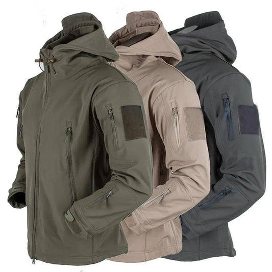 Stevvex men's outdoor soft fleece jacket windproof set of 3 in olive, sand beige, charcoal on Tampa Home & Garden Store