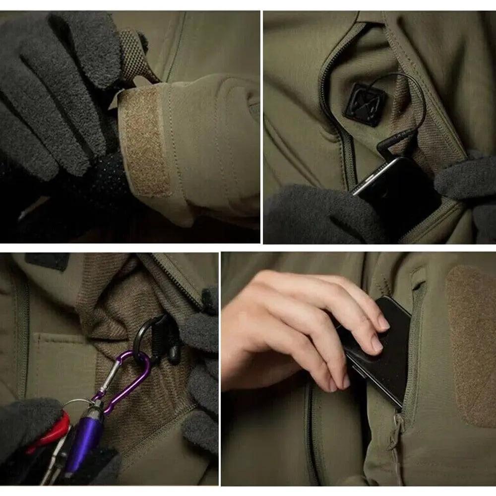 Men's Outdoor Fleece Jacket with Hood and Pockets