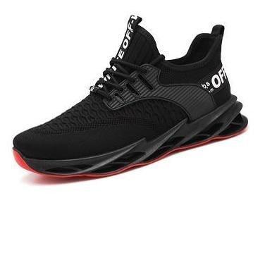 Stevvex black mesh running sneaker non-slip lightweight athletic shoe with red outsole on Tampa Home & Garden Store