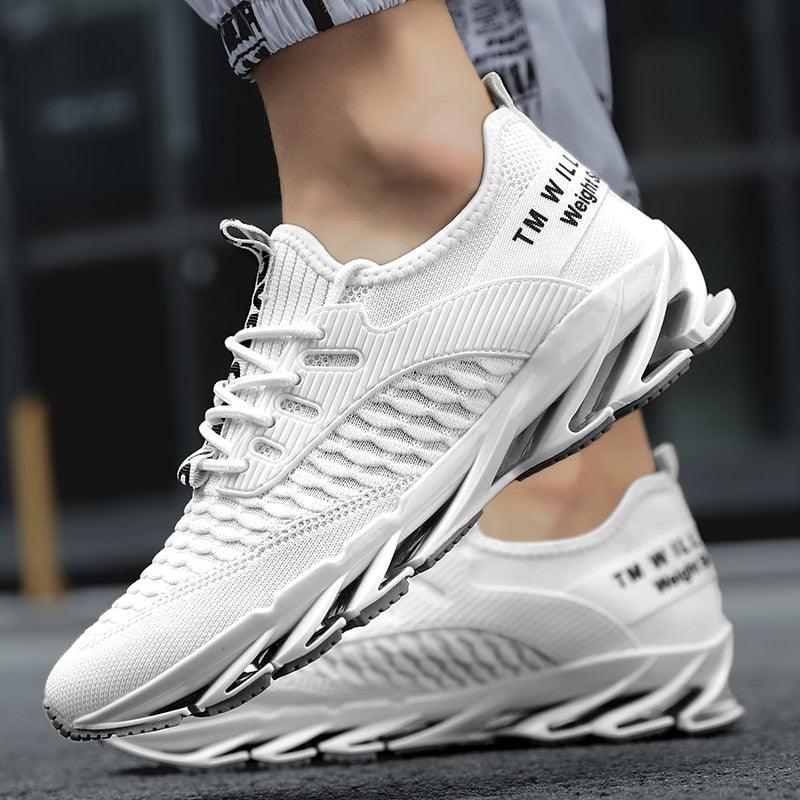 Men's running sneakers Stevvex white breathable knit upper lightweight non-slip sole on Tampa Home & Garden Store