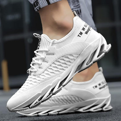 Men's running sneakers Stevvex white breathable knit upper lightweight non-slip sole on Tampa Home & Garden Store