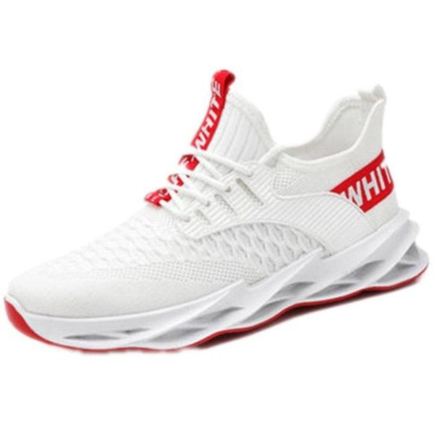 Men's running sneakers white knit upper non-slip lightweight athletic shoes Stevvex on Tampa Home & Garden Store