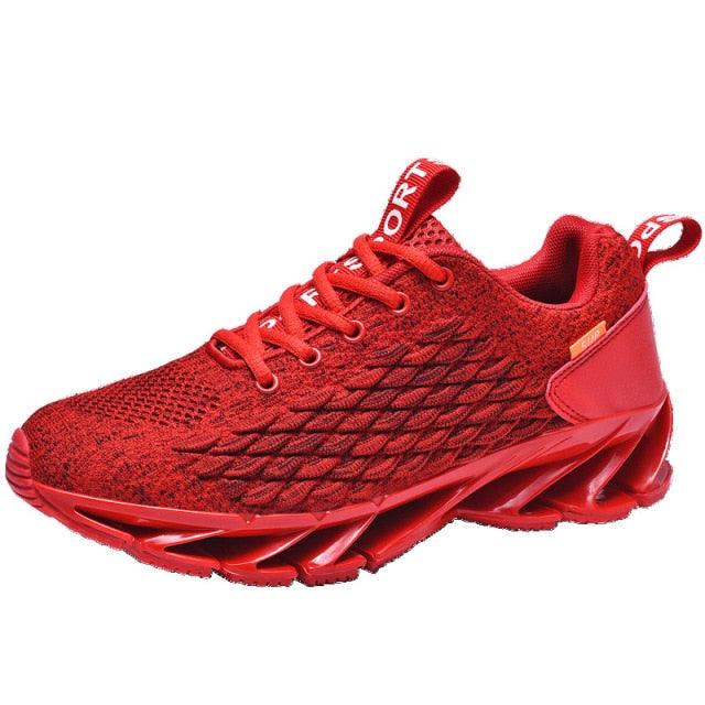Stevvex men's red running sneakers knit upper non-slip lightweight athletic shoes on Tampa Home & Garden Store
