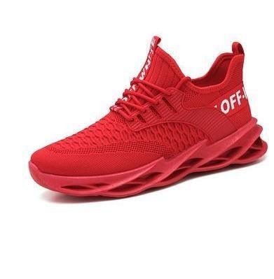 Stevvex Men's Running Sneakers red breathable mesh upper non-slip lightweight athletic shoes on Tampa Home & Garden Store