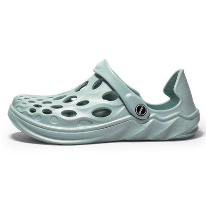 Men's Stevvex sandals rubber garden slip-on with perforated light teal upper and strap on Tampa Home & Garden Store