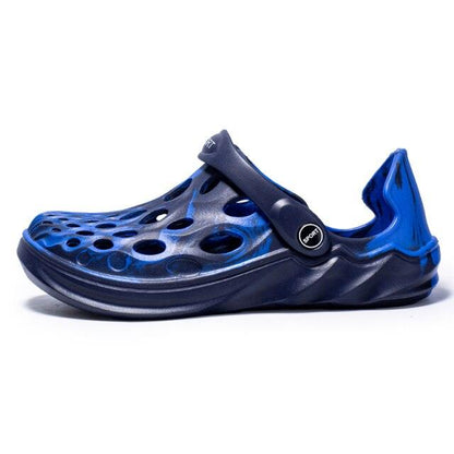Stevvex men's blue-black rubber water sandals with ventilation holes and adjustable strap on Tampa Home & Garden Store