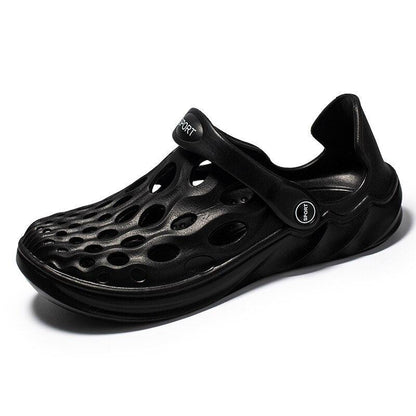 Men's black perforated rubber sandals with adjustable strap on Tampa Home & Garden Store