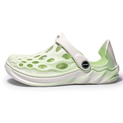 Stevvex men's perforated rubber sandal lime green white with adjustable strap on Tampa Home & Garden Store