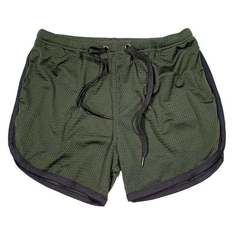 Stevvex men's olive green cotton-blend gym shorts with drawstring elastic waistband on Tampa Home & Garden Store