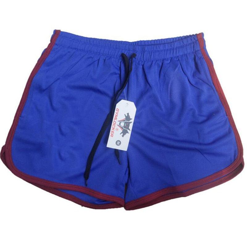 Stevvex men's cotton-blend shorts blue with red piping, elastic waistband and drawstring on Tampa Home & Garden Store