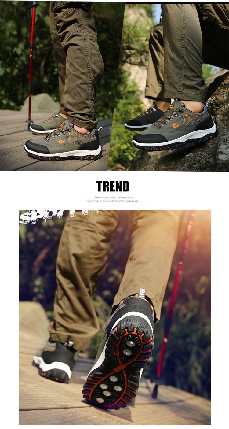 Stevvex men's hiking shoes olive-gray low-top breathable non-slip outsole on Tampa Home & Garden Store