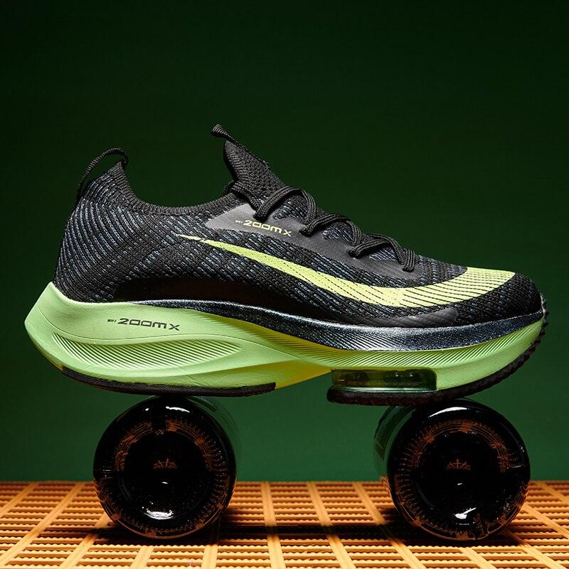 Men's Stevvex sneakers black mesh upper with lime air-cushion midsole ST85SH5239GJF on Tampa Home & Garden Store