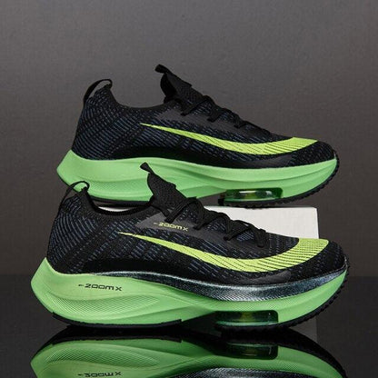 Men's Stevvex athletic shoes pair with black mesh upper and neon green air-cushion sole on Tampa Home & Garden Store