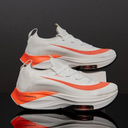 Men's Training Orange Sneakers Stevvex with air cushion and mesh upper, pair of athletic shoes on Tampa Home & Garden Store